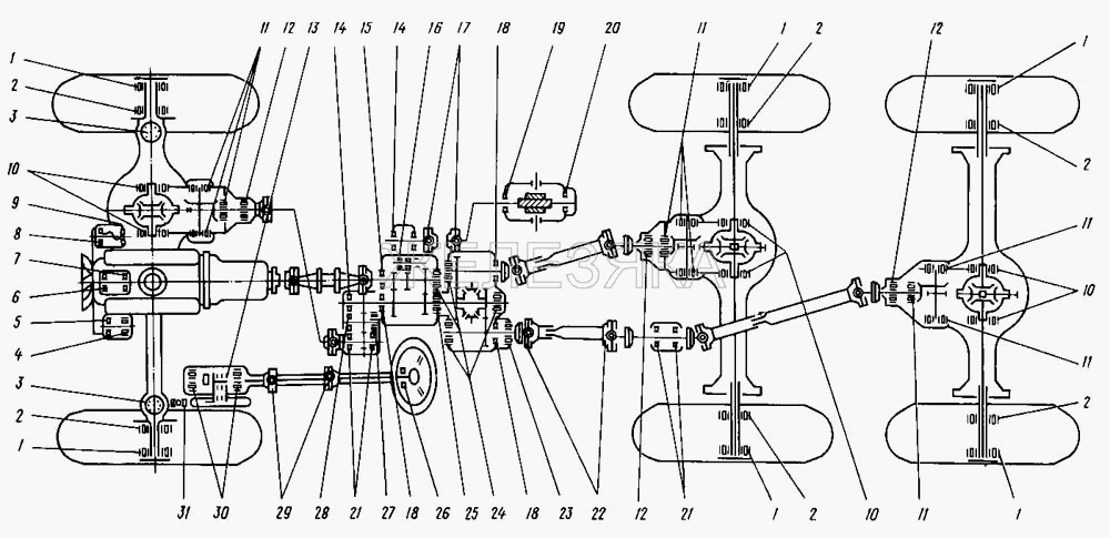 Схема расположения подшипников от автогрейдера ДЗ-143