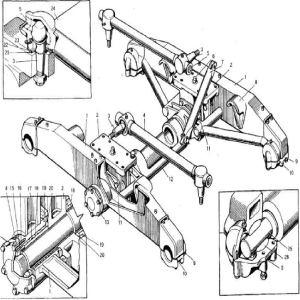 Подвеска задних мостов ДЗ 98 и каталог ДЗ 122 автогрейдера
